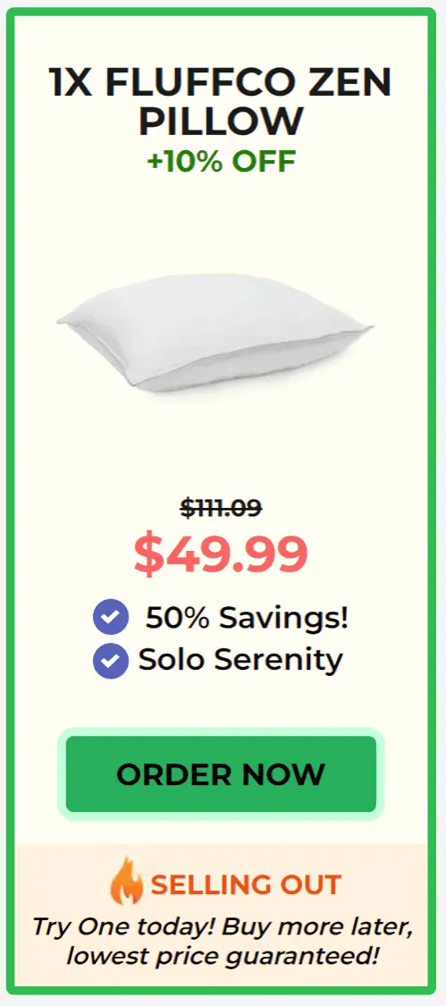 FluffCo Zen Pillow offer price