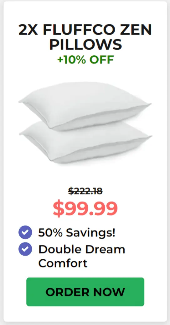 FluffCo Zen Pillow package price